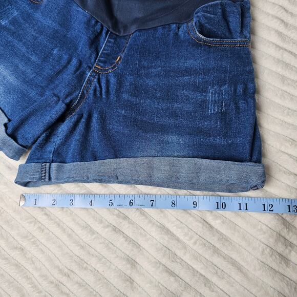 HOFISH Women’s Maternity Denim Shorts Blue Jean Over Belly Size M Distressed - Picture 8 of 8
